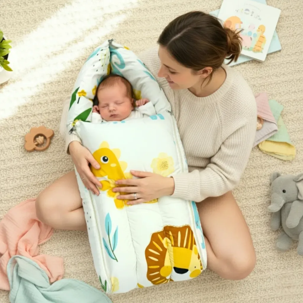 [BB-SB-004] Baby Sleeping Bag & Carry Nest 3 in 1 – Lion Print