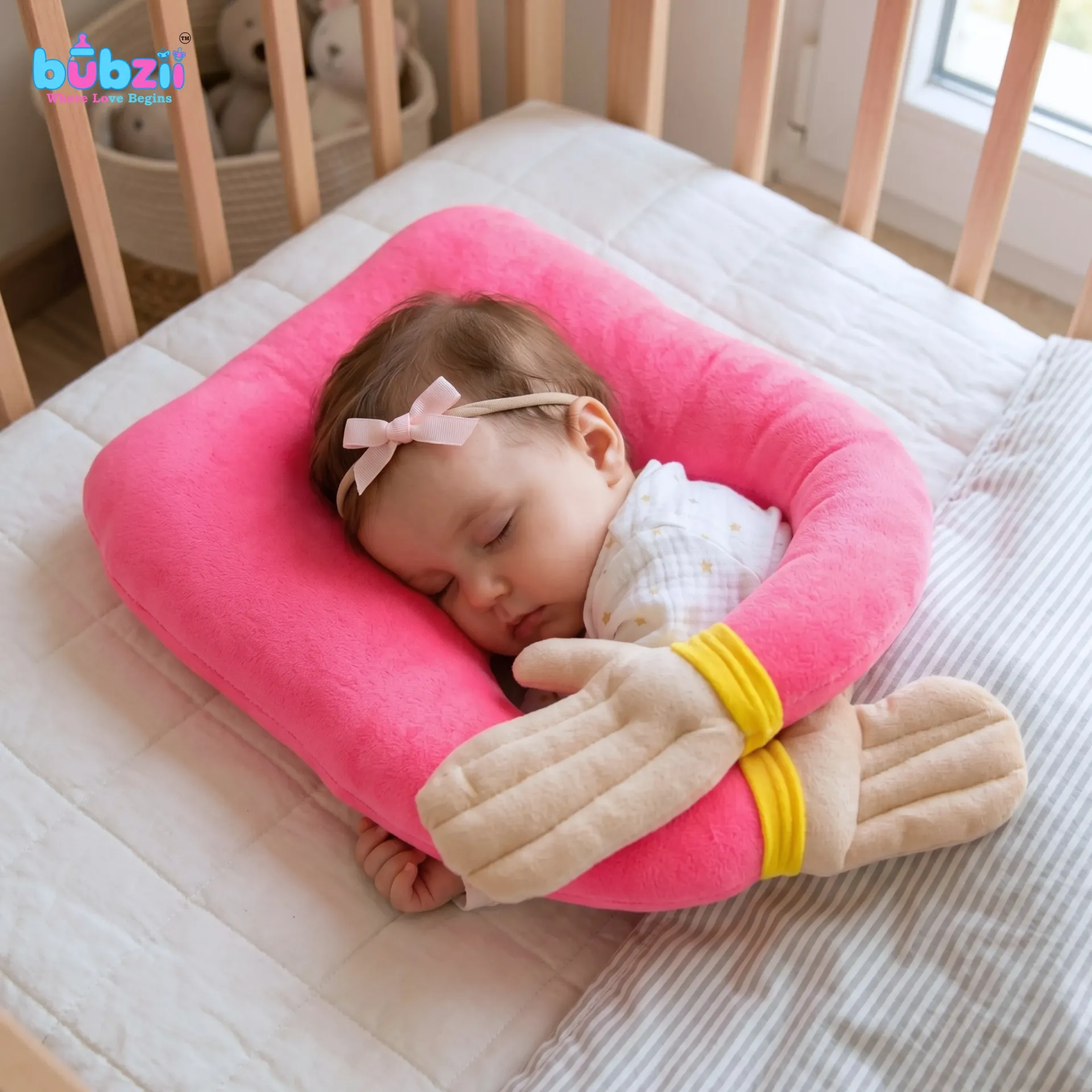 Baby Hugging Pillow for New Born Head Shaping Pink