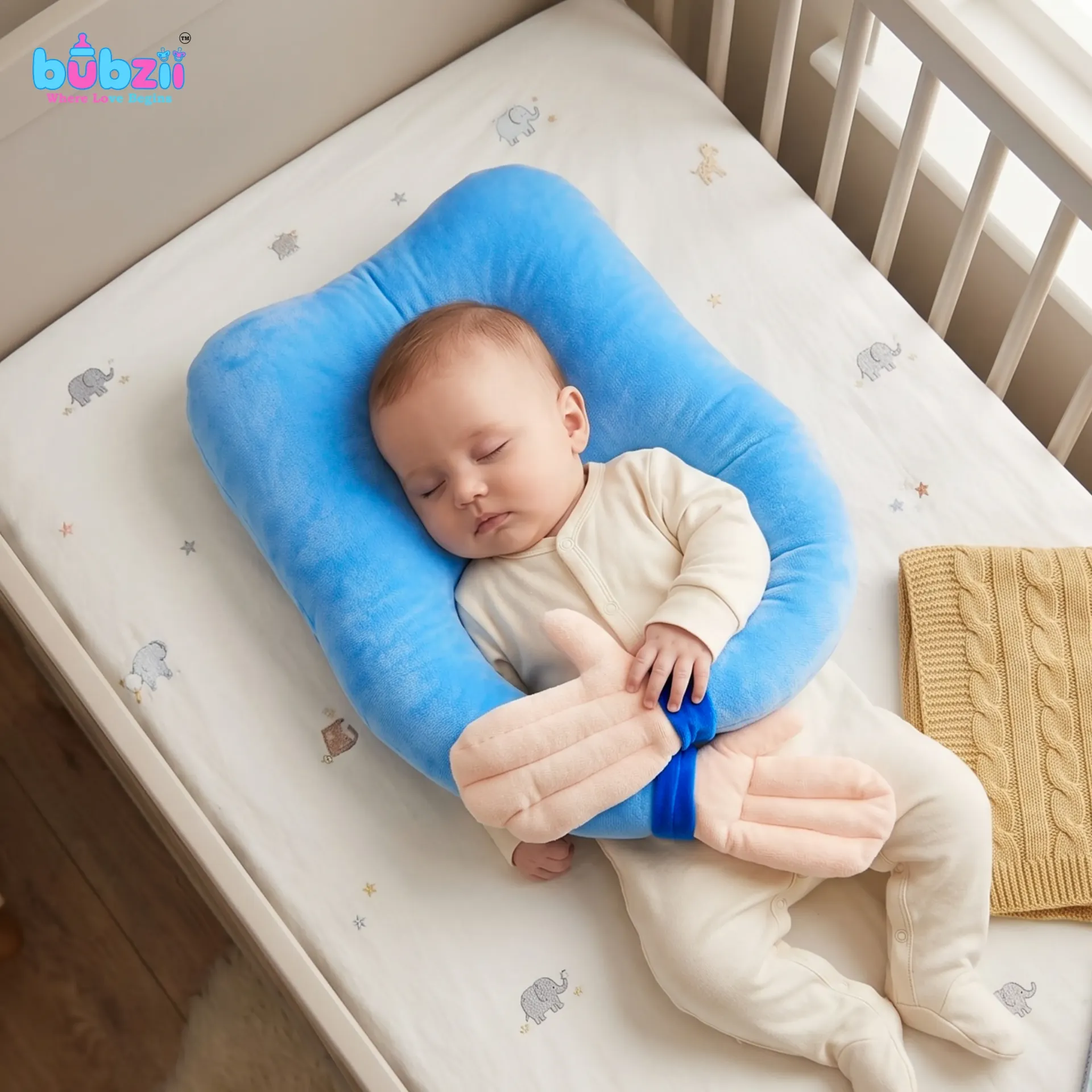 [BB-SP-002] Baby Hugging Pillow for New Born Head Shaping Blue