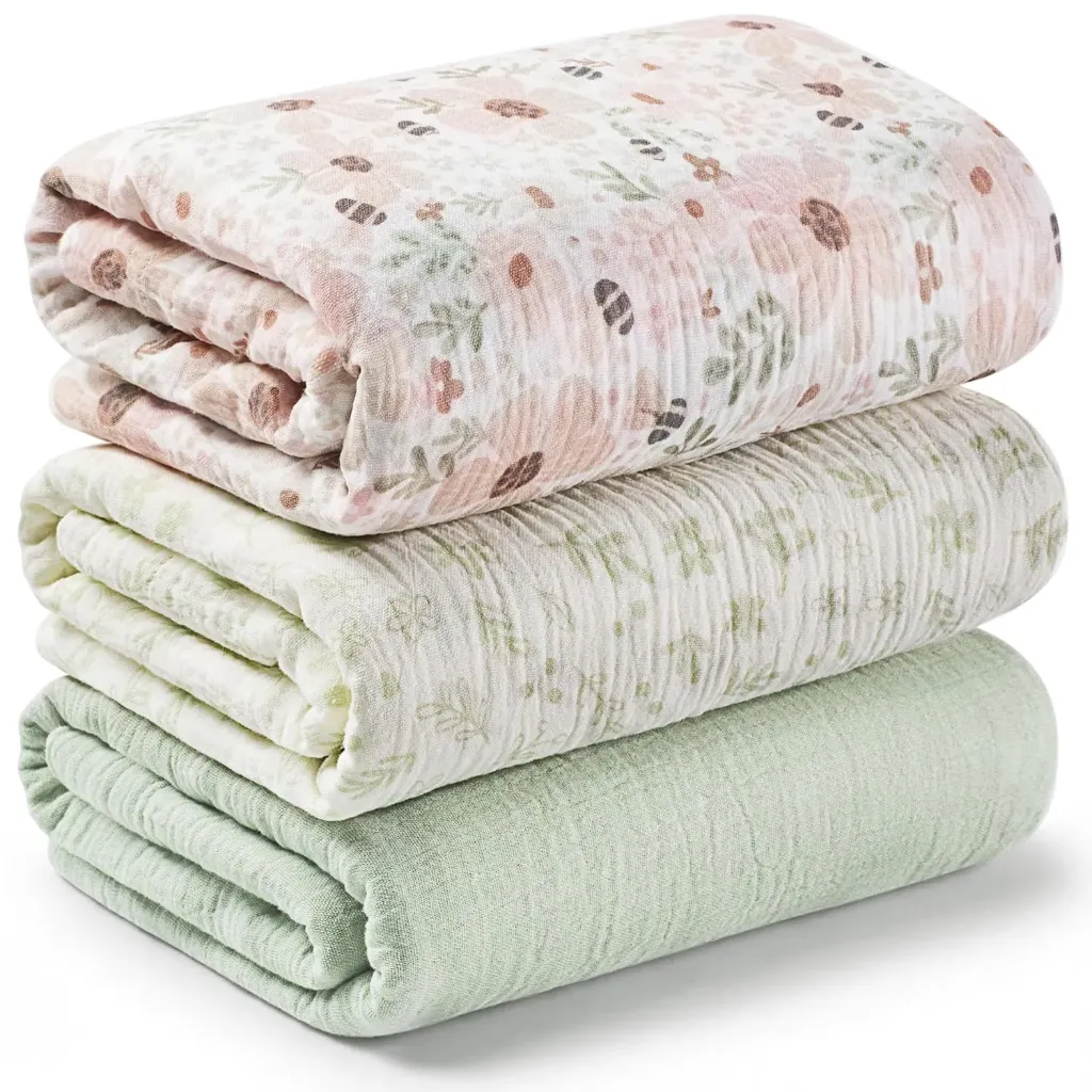 3-Pack Muslin Swaddle Blankets for Newborns Boy,Girl