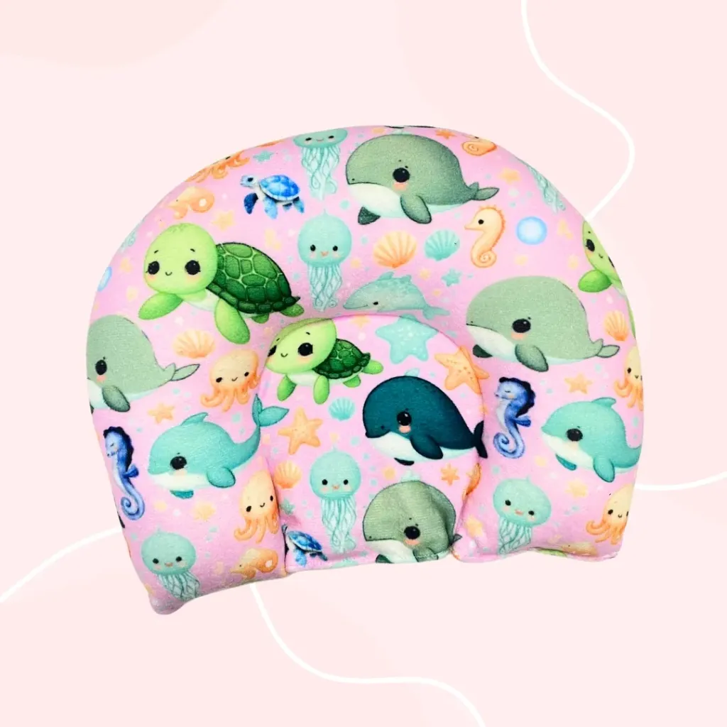 [BB-RP-008] 0 to 12 Months Mustard Seed Pillow for New born Animal Print Green and Pink