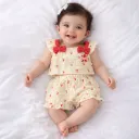 Baby Girl Co ord Set Light Yellow Cherry Print
