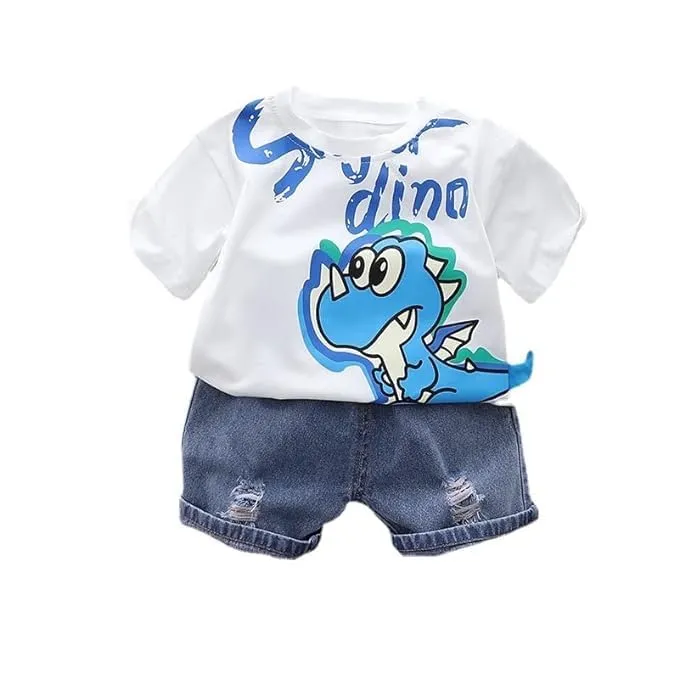 Boy's Cotton Printed T-shirt With Shorts (0-6M)