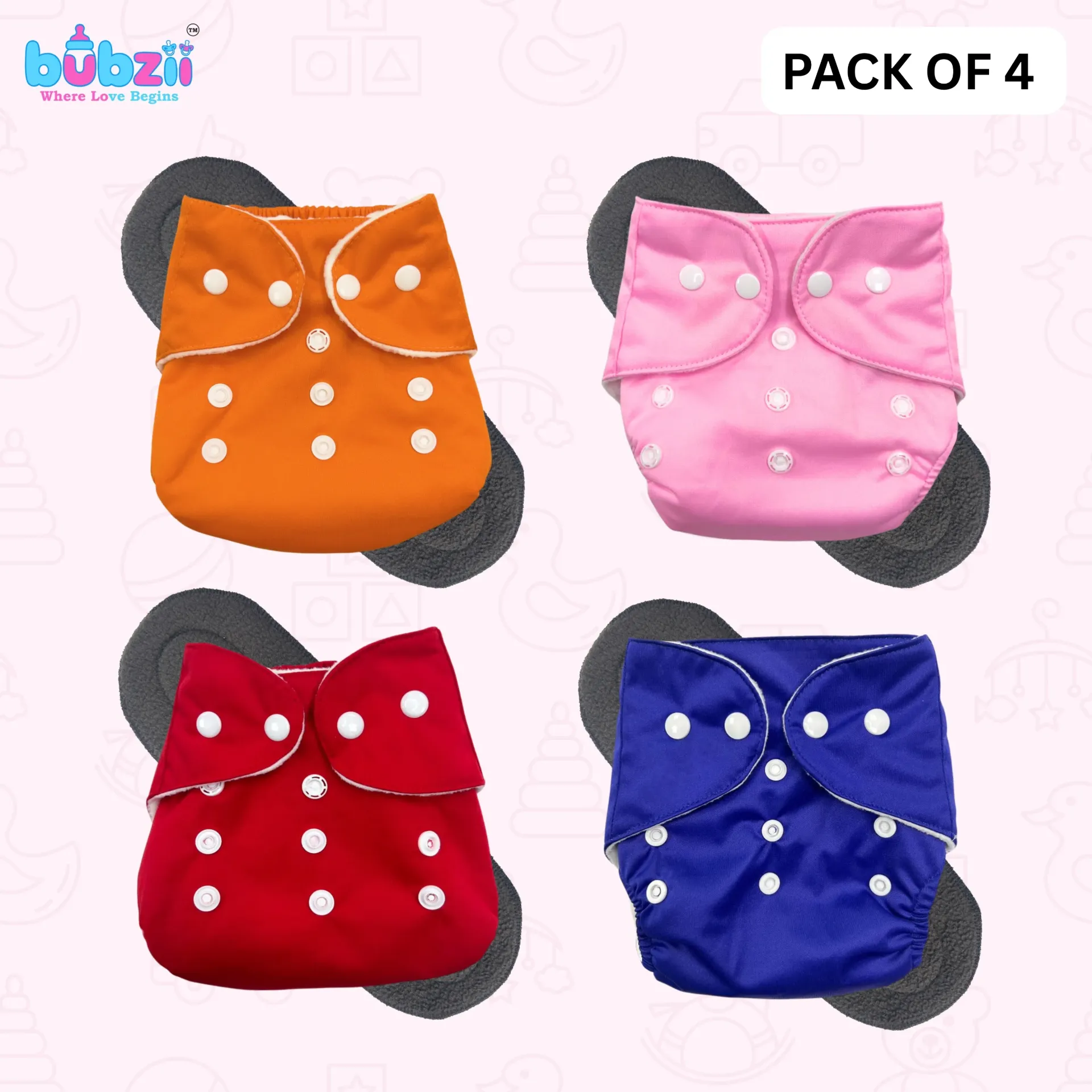 [BB-DP-003] Baby Reusable Diaper Pack of 4