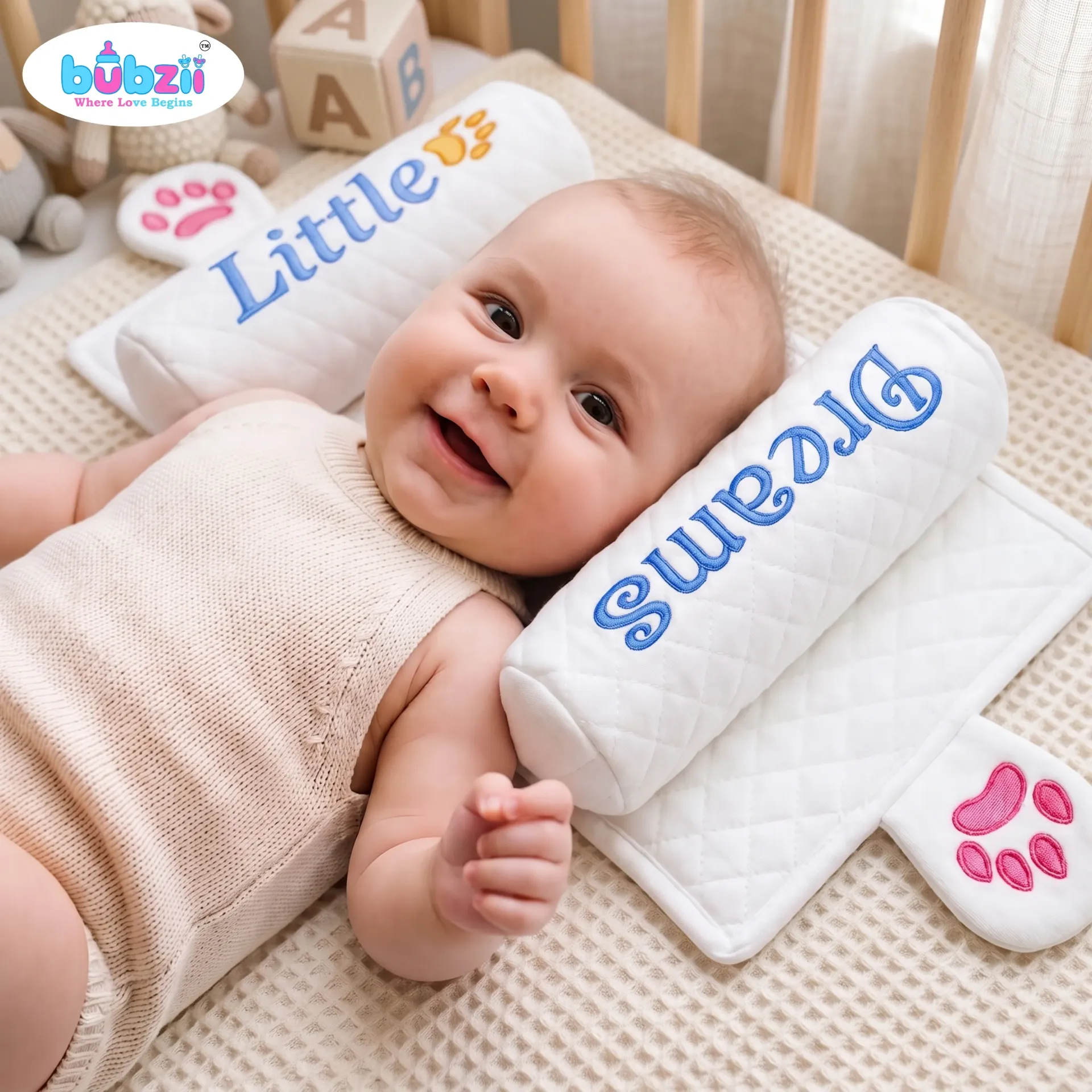 Baby Head Support Pillow with Side Bolsters