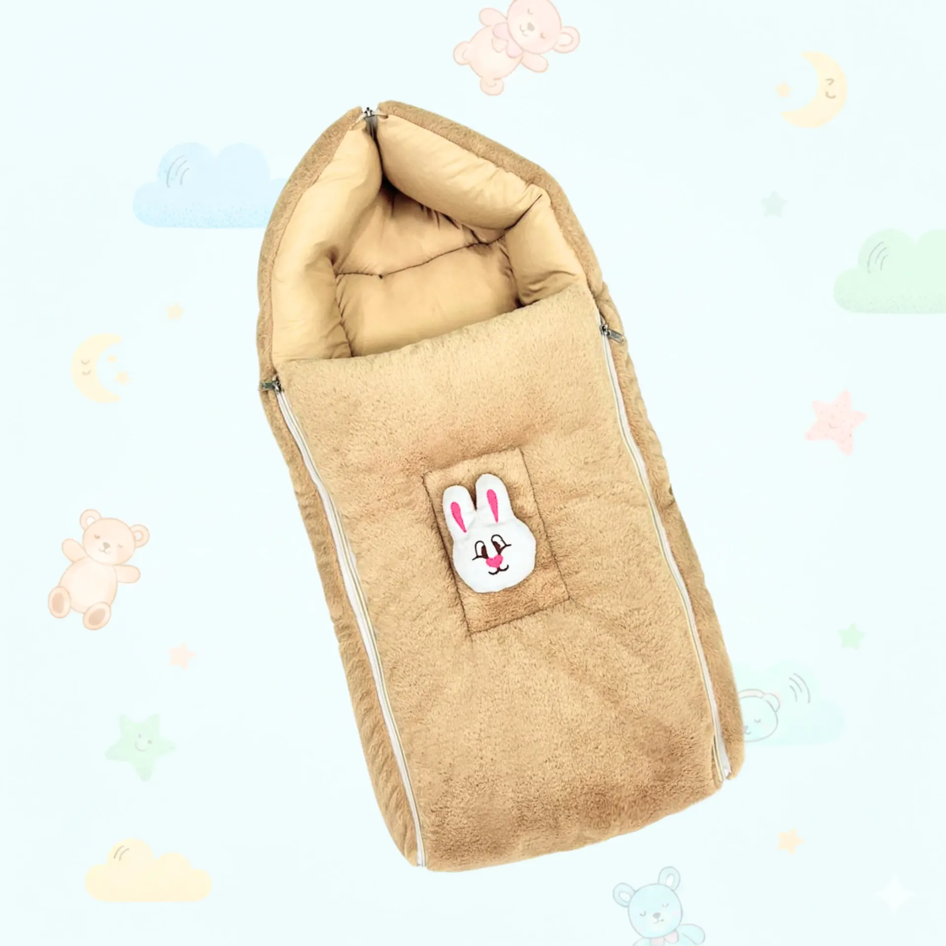 [BB-SB-002] Baby Velvet Sleeping Bag 3 in 1 – Camel
