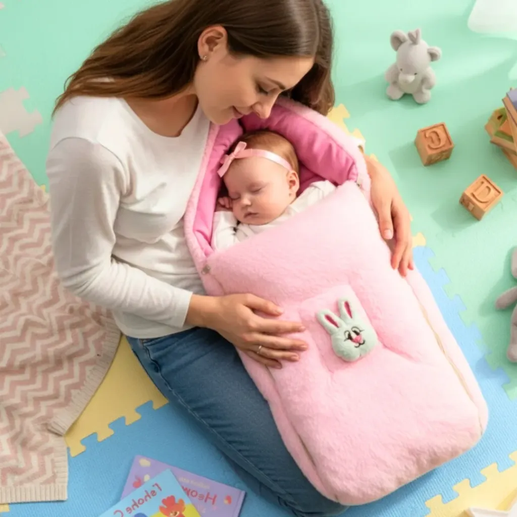 [BB-SB-001] Baby Velvet Sleeping Bag 3 in 1 – Charming Pink