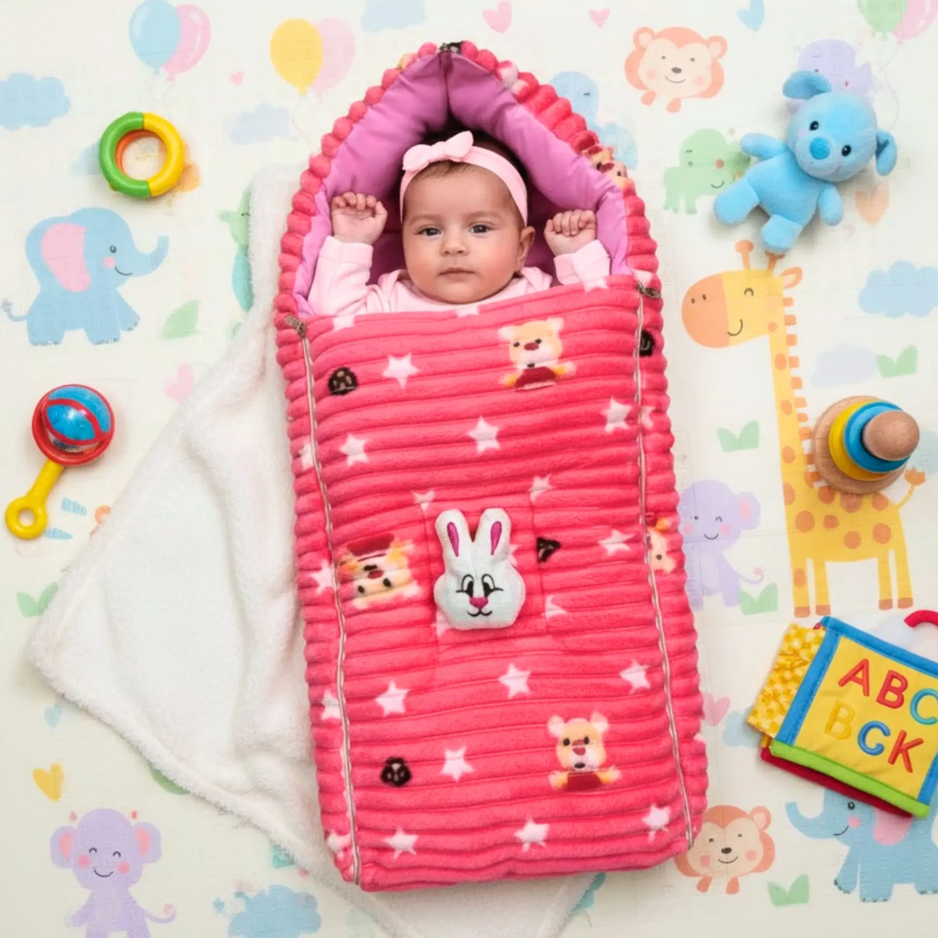 Baby Velvet Sleeping Bag Pink 3 In 1