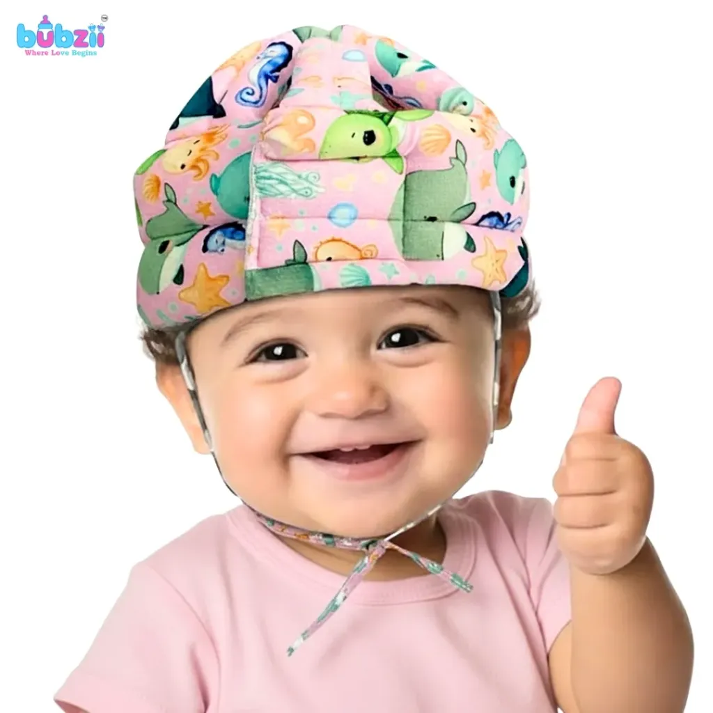 Baby Safety Helmet Velvet – Light Pink Print