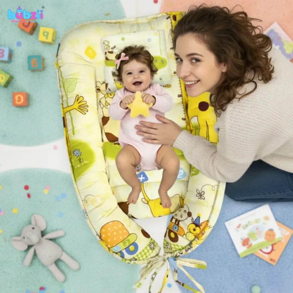 [BB-NB-002] Baby Sleeping Pod Cotton Nest Bed with Giraffe Print
