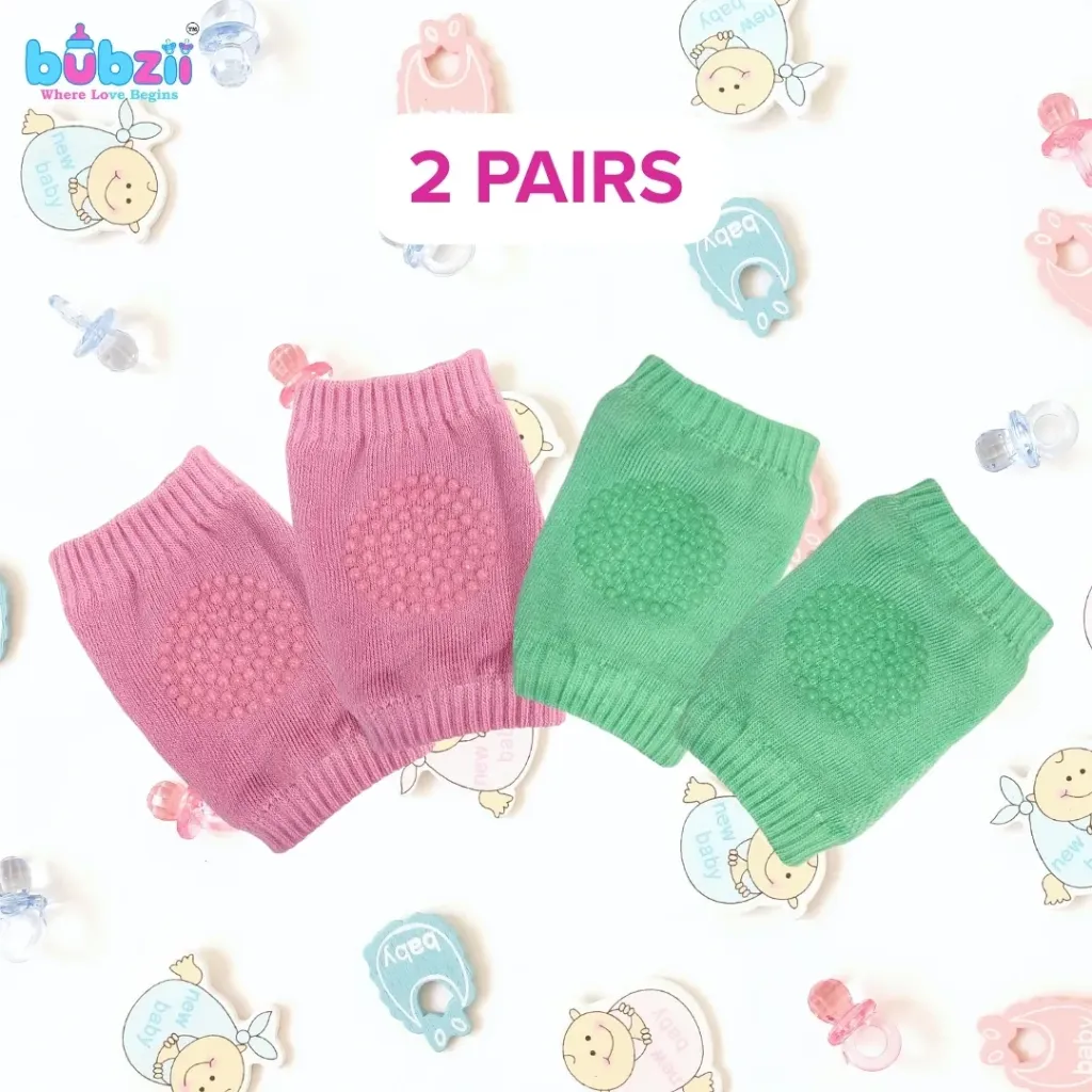 [BB-KP-005] Baby Crawling Knee Pads 0-12M - Pink Green