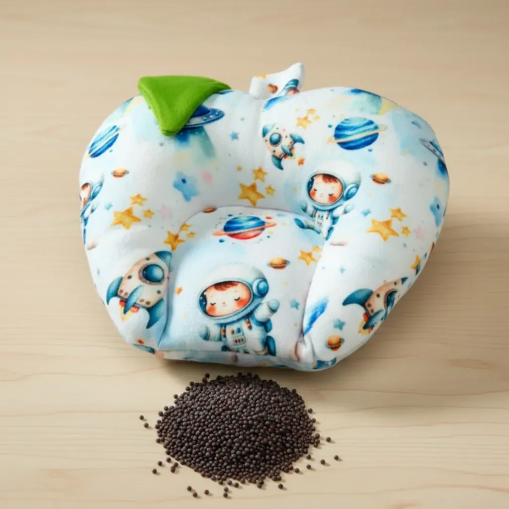 [BB-RP-005] Soft Velvet Head Shaping Rai Pillow Astronaut Print Light Blue